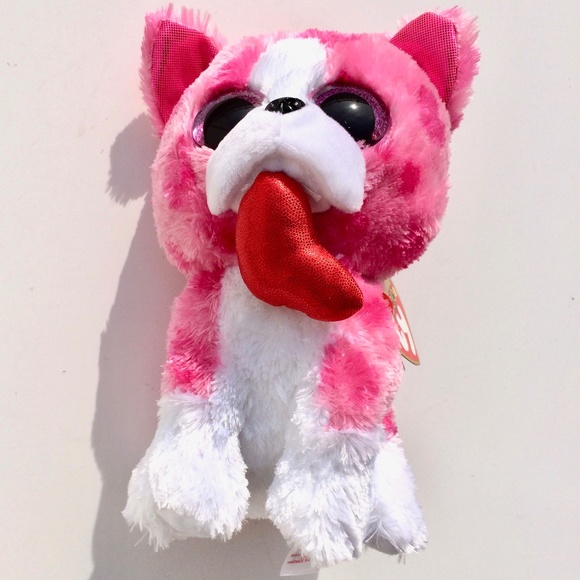 TY Beanie Boo ROMEO pink dog glitter eyes - Picture 2 of 9